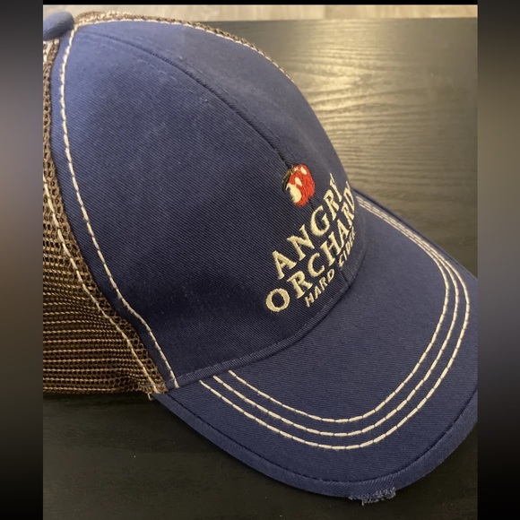 ANGRY ORCHARD Hard Cider Blue/Brown Baseball Trucker Distress Cap Hat Snapback. - Picture 3 of 10
